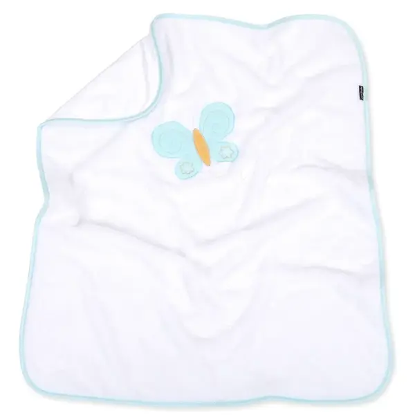 Mamo Tato Oboustranná chlupáčková dečka s vyšívkou 75 x 90 cm, Motýlek, bílá/modrá
