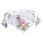 Středový ubrus s výšivkou BAREVNÉ TULIPÁNY 85 x 85 cm
