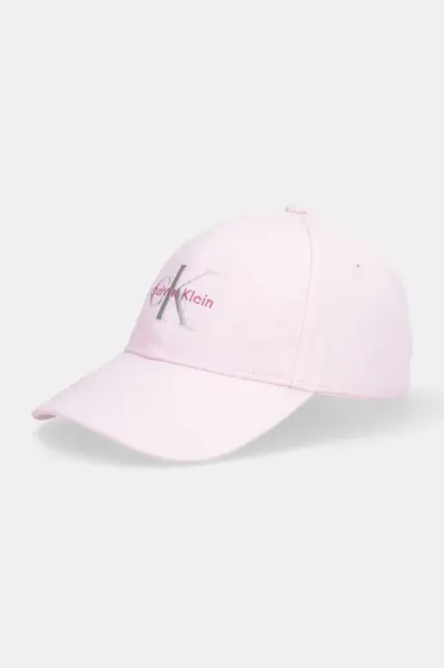 Bavlněná baseballová čepice Calvin Klein béžová barva, s aplikací, LV04K5026G