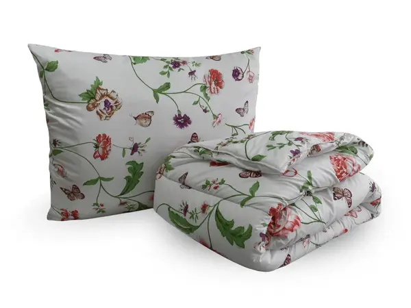 Set celoroční přikrývky 140x200 cm z dutého vlákna s polštářem 70x90 cm MEADOW FLOWERS