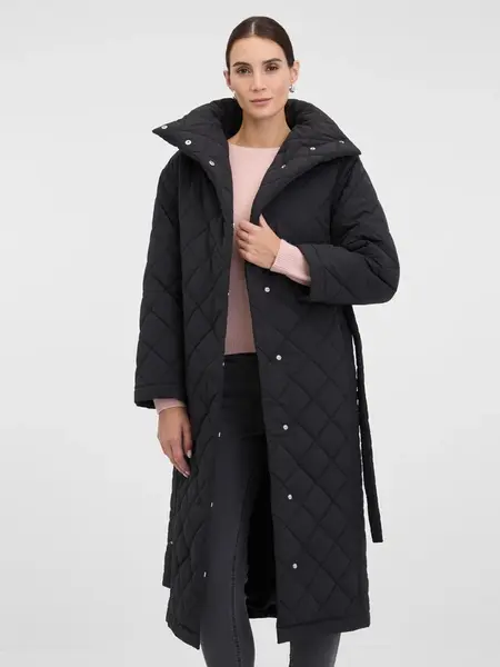 Dámský černý prošívaný kabát