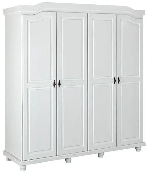 Štvordverová šatníková skriňa z masívu zorina - biela