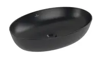 Villeroy & Boch Artis - Umývadlo na dosku 61x41 cm, bez prepadu, bez otvoru na batériu, CeramicPlus, Pure Black 419861R7
