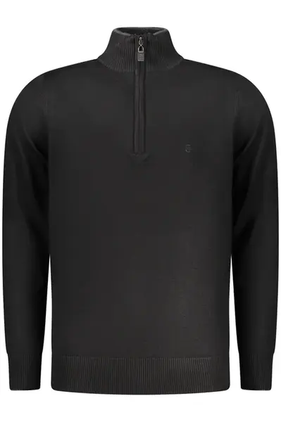 Pánský černý svetr s polovičním zipem