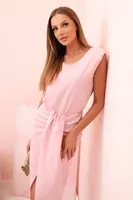 Kesi Dámská pruhovaná bavlněná šaty s V výstřihem a knoflíky tmavě mátová