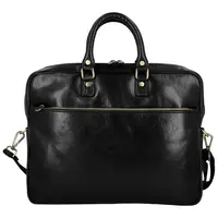 Kožená business taška černá - Delami Vera Pelle Evarist