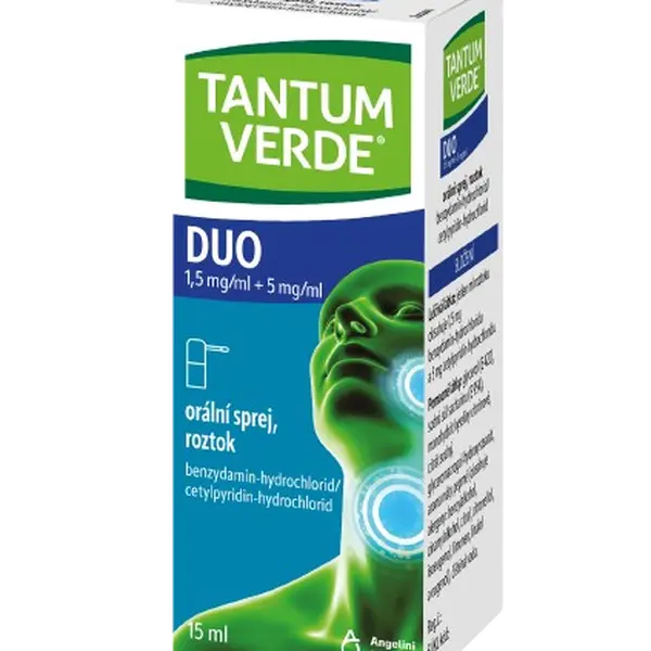 TANTUM VERDE DUO 1,5 mg/ml + 5 mg/ml orální sprej, roztok 15 ml