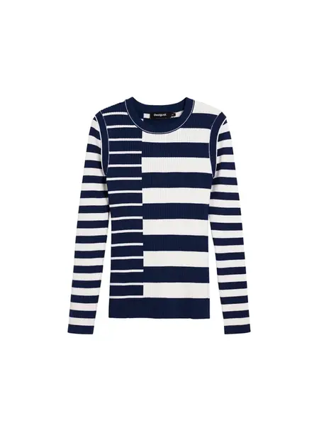 Desigual Sveter  tmavomodrá / biela