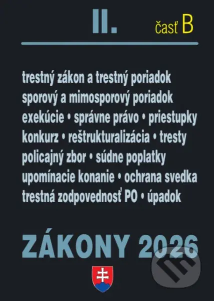 Zákony 2026 II/B - Trestné právo, súdne spory a exekúcie - kniha z kategorie Trestní právo