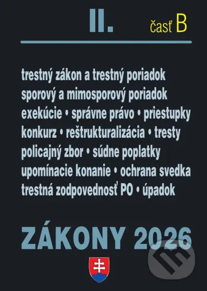 Zákony 2026 II/B - Trestné právo, súdne spory a exekúcie