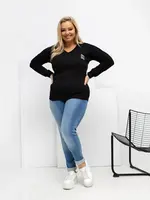 Černá plus size halenka s dlouhým rukávem