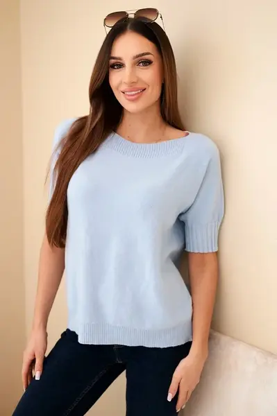 Dámský oversized svetr s krátkým rukávem