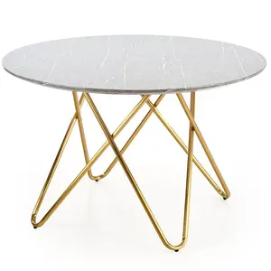 Stôl Bonello 120 Mdf/Oceľ – Popolavý/Zlatá