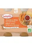 BABYBIO Příkrm zelenina s těstovinami na boloňský způsob s hovězím masem 2 x 200 g