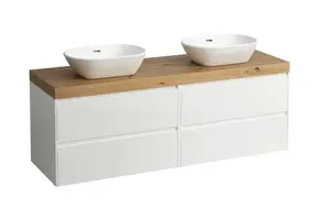Laufen Lani - Umývadlová skrinka, 157x50x58 cm, 4 zásuvky, matná biela/dub H4065941122601