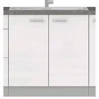 Kuchyňská dřezová skříňka Bianka 80ZL, 80 cm, bílý lesk