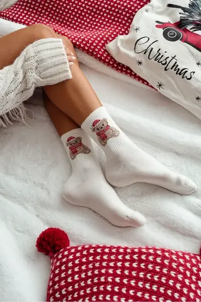Milena dámské vánoční ponožky s medvědem