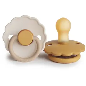 FRIGG Daisy Size 1:0-6 months dudlík Chamomile/Honey gold 2 ks