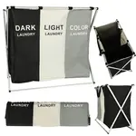 Kôš na prádlo s 3 komorami – 135 l, skladací stojan, triedenie biele/čierne/farebné