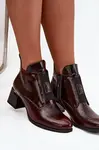 Kožené lakované kotníkové boty na podpatku