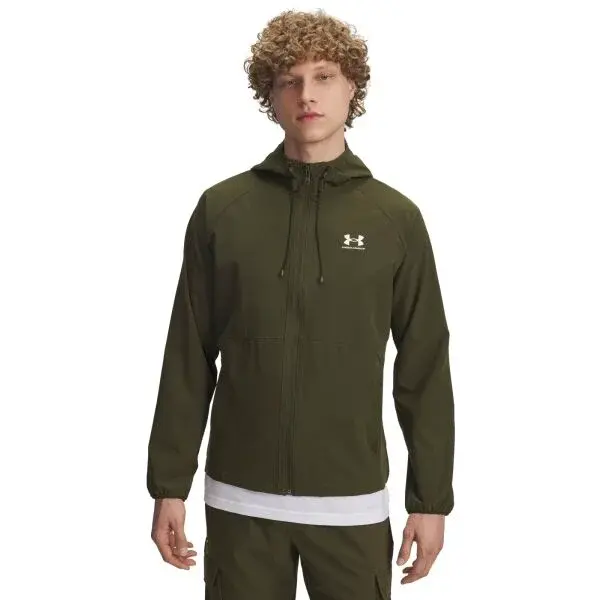 Under Armour STRETCH WOVEN WINDBREAKER Pánska bunda, khaki, veľkosť M