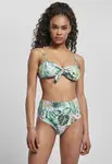Women's high-waisted bikini with leaf pattern white