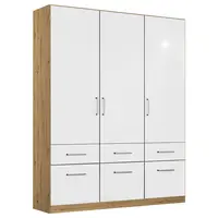 Rauch Möbel ŠATNÍ SKŘÍŇ S OTOČNÝMI DVEŘMI, dub artisan, vysoce lesklá bílá, 136/197/54 cm