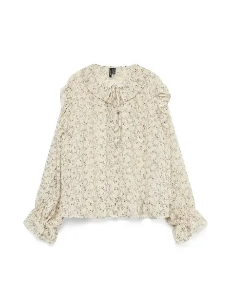 VERO MODA Blúzka 'VMPETRA'  nebielená / hnedá / čierna