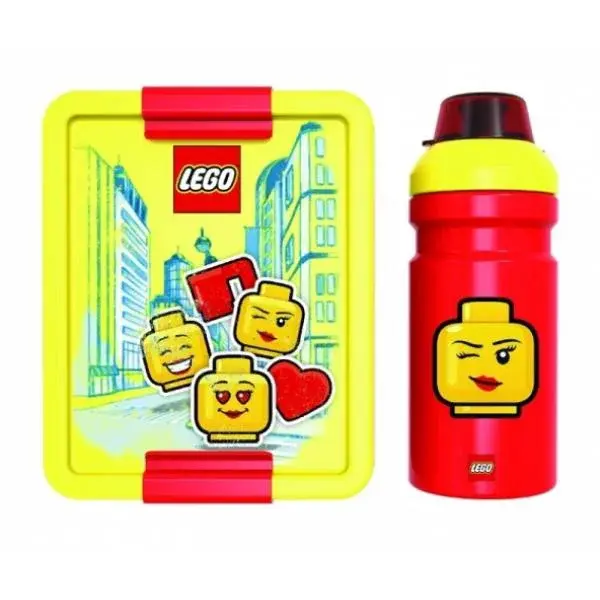 LEGO® ICONIC Girl svačinový set (láhev a box) - žlutá / červená