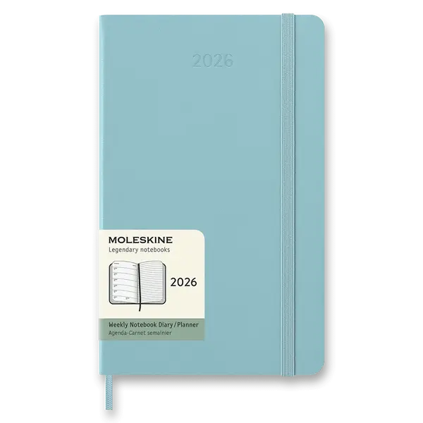Diář Moleskine 2026 - tvrdé desky, L, týdenní, tyrkysový