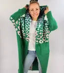 Pri Long cardigan colorful leopard sweater with wool