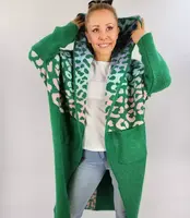 Pri Long cardigan colorful leopard sweater with wool