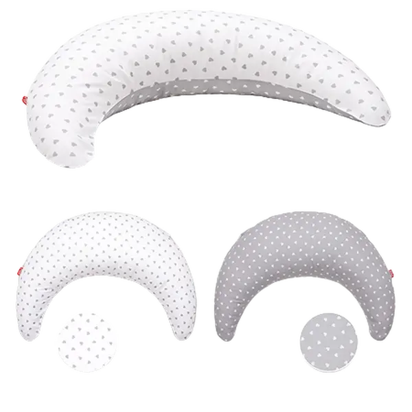 SCAMP Kojící polštář ve tvaru půlměsíce/LittleHeartWhiteGray