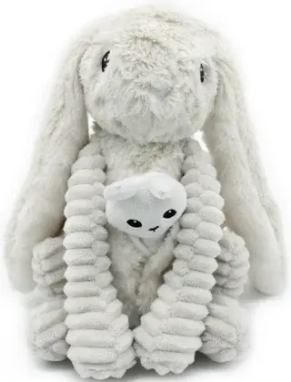 PTIPOTOS Plyšový králík Toudou  šedý - máma s miminkem