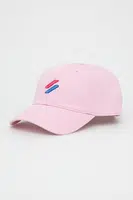 Bavlněná čepice Superdry růžová barva, s aplikací