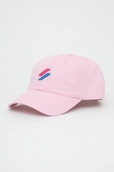 Bavlněná čepice Superdry růžová barva, s aplikací