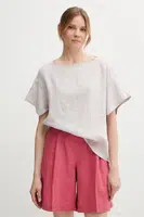 Lněná halenka Sisley béžová barva, hladká, 5BMLLQ06R
