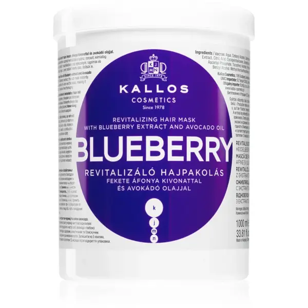 Kallos KJMN Professional Blueberry revitalizační maska pro suché, poškozené a chemicky ošetřené vlasy 1000 ml