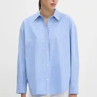 Bavlněná košile Abercrombie & Fitch dámská, modrá barva, relaxed, s klasickým límcem, KI140-5150