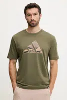 Bavlněné tričko adidas Camo Logo pánské, zelená barva, s potiskem, KA7131