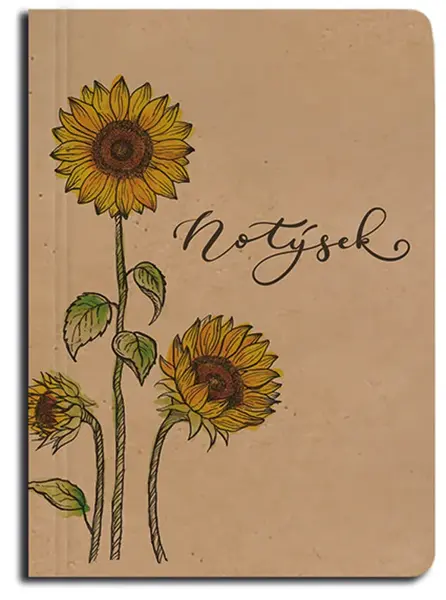 Notes linkovaný A6 kraft Slunečnice