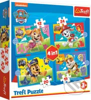 Trefl Puzzle 4v1 - Šteniatka v behu / Viacom PAW Patrol - puzzle z kategorie 15 - 60 dílků