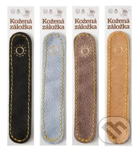 Obšitá záložka Slnko (obrázok zlatý, farba kože orechová)