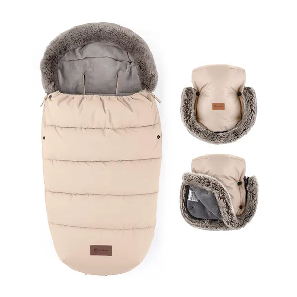 Petite&Mars Set zimní fusak Comfy 4v1 + rukavice na kočárek Furry Rose Petal