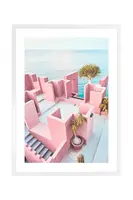 Nástěnná dekorace v rámu home & lifestyle SEA VIEW FROM THE PINK ROOF 50 x 70 cm více barev