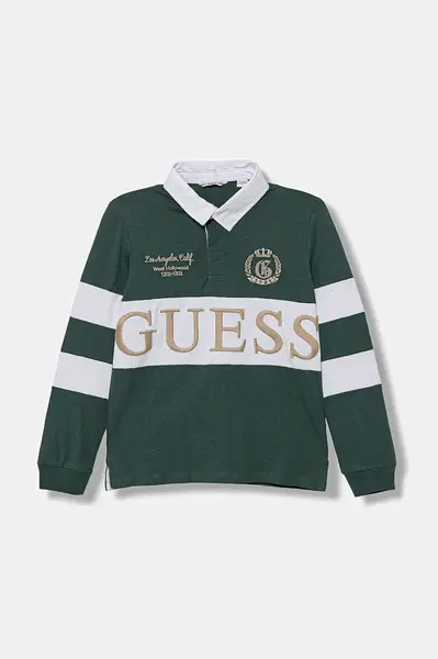 Dětské bavlněné tričko s dlouhým rukávem Guess hnědá barva, L5YP01 KCNQ4