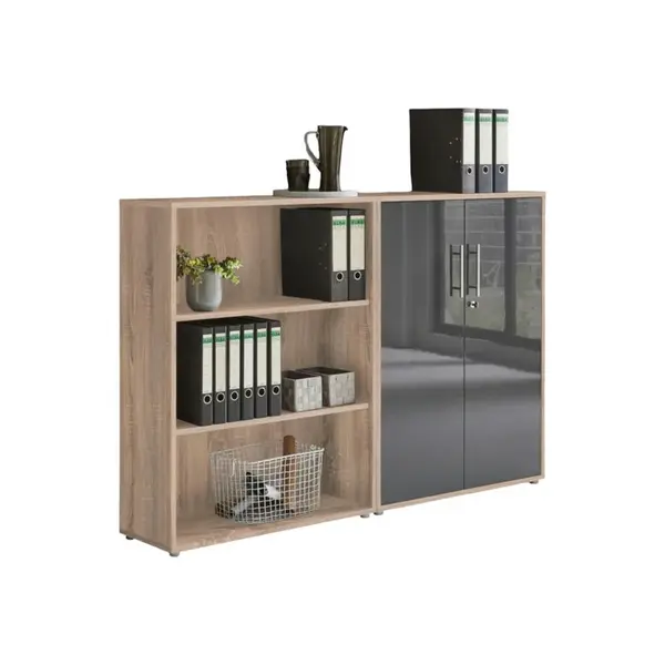 MID.YOU SKŘÍŇ NA ŠANONY, Sonoma dub, vysoce lesklá antracitová, 168,8/113,6/33 cm