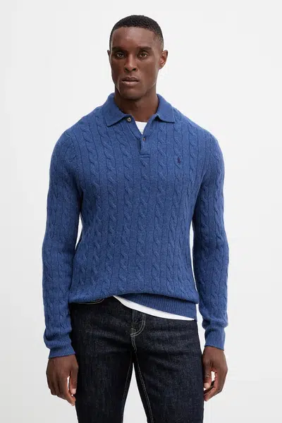 Vlněný svetr Polo Ralph Lauren pánský, modrá barva, 710974165