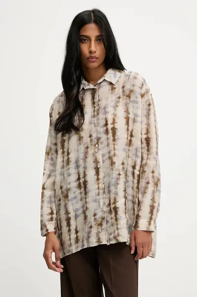 Košile Answear.LAB dámská, hnědá barva, relaxed, s klasickým límcem