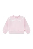 Kojenecká mikina Levi's PETER PAN COLLAR CREW NECK růžová barva, hladká, 1EN575